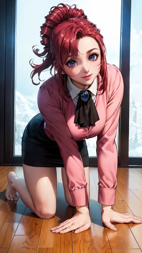 ((anime style))、upper body、 redhead、(female1people々)、若いfemale、beautiful長い脚、beautiful体、beautiful鼻、Completely、completely complete、 perfect legs、perfect balance、(beautiful、big on the floor:1.4)、big ass, thigh, (beautiful顔:1.5)、(thin waist)、Perfect Lighting、c...