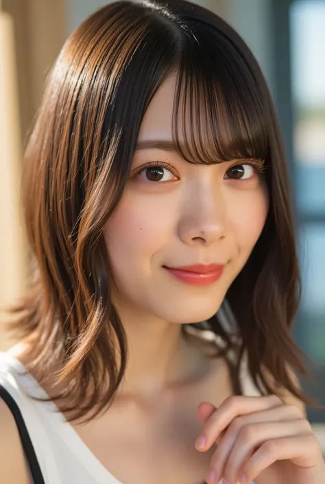 nsfw:1.2, from below:1.4,focus on the front:1.5,(8KRAWpictures, live shooting, Top Quality, masterpiece:1.37), Extreme Light and Shadow, full body shot :1.5, shiny brown hair , medium hair, , ( pretty and brown-eyed 、 Sparkling Eyes , fine grai...
