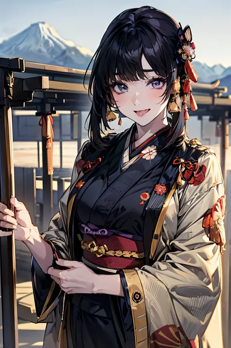 (masterpiece:1.5),beautiful hair,beautiful eyes with a vagina,Beautiful slender body,(Konno Anna:1.2),(Riho Yoshioka:1.1),(closes her eyes and sticks out her tongue:1.3),(Mountains in the background:1.4),bust illustration from the front ,Cleavage,((((An Ex...