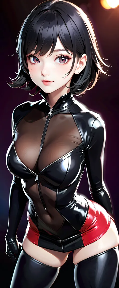  one woman,20 years old,(()),(( micro mini skirt ,  bodysuit,(   black hair,(()((((( bodysuitが破れています))))((((( bodysuitは汚れでひどい状態です))))