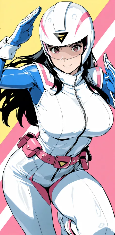 masterpiece,high resolution,top quality,8k，((best quality to deliver)), (masterpiece)), (details: 1.4), high resolution, (masterpiece: 1.4), 超details, 1 beautiful girl,black hair,Big Breasts,fleshy is good,serious,White Hero Suit,White Perfect Suit,with a ...