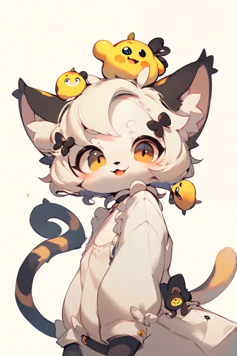 A whimsical Cat。emoji,anthropomorphic style,black strokes,solid background color,different emotions,multiple poss and expressions.8K--ar 3:4 --style cute --niji 5