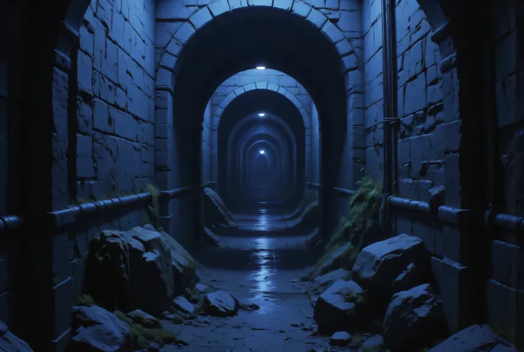 masterpiece, High Definition, Illustration, anime style, secret passage, hidden tunnel, narrow, dimly lit, and damp, constructed of rough-hewn stone, leading to unknown destinations The air within these secret passages is heavy with the scent of damp earth...