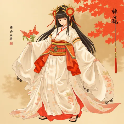  Japanese painting, beauty,female,full body