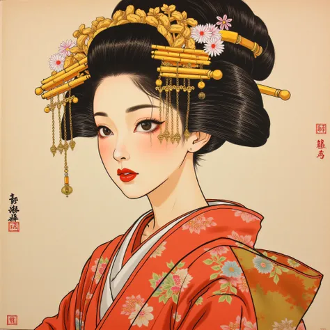  Japanese painting, beauty,female