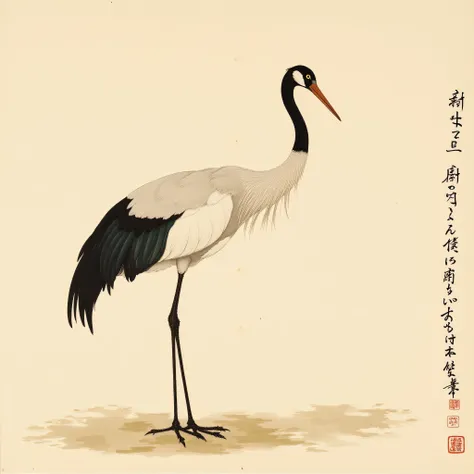 Japanese painting,crane,no text,unmarked