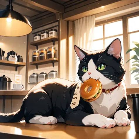 (masterpiece), (best quality), (ultra-detailed), cat cafe, cat focus,eating, cat type mobile_suit, no human, cinematic lighting,