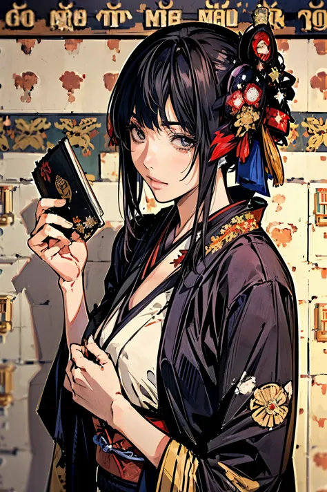 (masterpiece:1.5),beautiful hair,beautiful eyes,beautiful lips,Beautiful slender body,(Konno Anna:1.2),(Riho Yoshioka:1.1),(random expression:1.3),(holding a notebook in hand:1.4),bust illustration from the front ,Cleavage,((((An Extraordinary Beauty:1.7))...