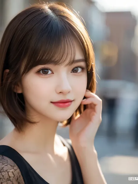 (masterpiece), highly realistic, beautiful atmosphere, intricate textures, super-resolution, hyper-realistic, high contrast, Portrait of a cute girl, looking at viewer, Focus on the Face, (Glowing Eyes), Glossy lips, rouge lip, make-up, blush cheek, smile,...