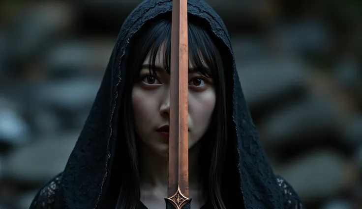 (((The summit of the Dark Mountain at midnight:2.0))),((star々The night sky shines beautifully:2.0)),(((Dark horror atmosphere with a gothic feel:2.0))),(((A long embroidered cloak with the front open on top of a high-leg leotard with the tip of a large, sh...
