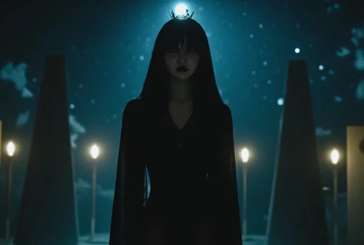 (((On the top floor of the Dark Castle:2.0))),((Night sky with constellations:2.0)),(((Dark horror atmosphere with a gothic feel:2.0))),(((Lift the large, shiny copper sword above your head with both hands:2.0))), standing,((GROUND VIEW:2.0)),looks up at t...
