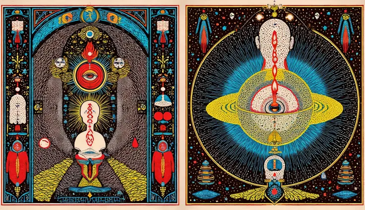 The Hidden Secret of the Pineal Gland: The Key to Christ Consciousness

psychedelic cosmic horror, por Hiroshi Nagai, paul laffoley  , mystic, supernatural visuals, psychedelic illustration,  psychedelic art, colorido