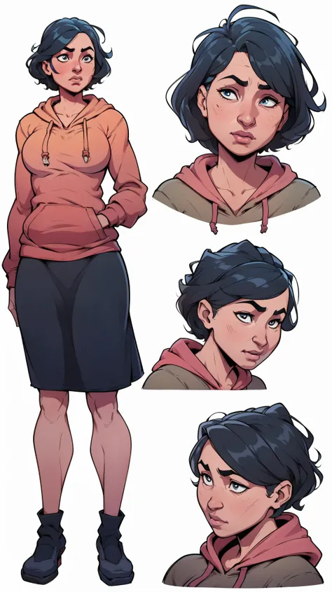mari, wide hips, black hair, 1girl, cms, (longer wavy haircut, curly hair), k4r3nh41r, exaggerated inflated legs, 4k, highly details, (((tiny breasts))), ((wearing a casual loose hoodie and short skirt)), sensual, 4k, highly detailed face, perfect skin, de...