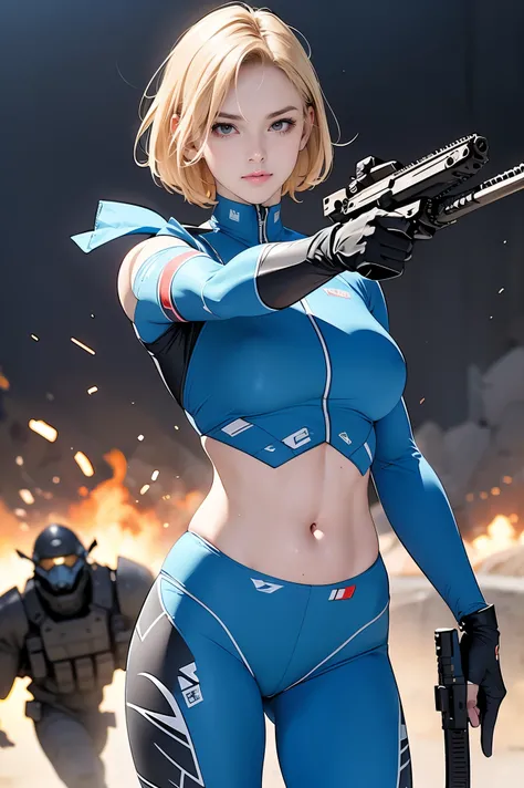 Browsing Caution, Anime screenshots, 16K, A body with perfect anatomical proportions, Perfect hands, action, Dynamic composition with a sense of speed and movement, (Hold an assault rifle:1.6), cute young girl, Perfectly beautiful, delicate and sexy face, ...