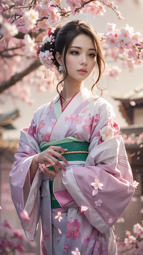 (32K, best quality, masterpiece, photorealistic, ultra high definition), ((Cherry Blossom Petals, Big Cherry Blossom Tree)), highly detailed skin and face textures:1.3, perfect dynamic composition:1.4, (Modern Urban Shrine Night, Expressions of joy:0.8, cr...