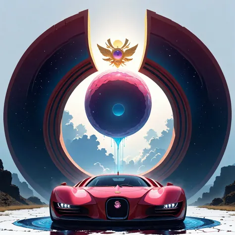 a futuristic landscape in the illustrative style of french illustrator Moebius, (blues, yellows), brutalist architecture, brutalism, retrofuturistic, french retro, retrofuturistic car, (White background:1.4),(Isabella Rosalini), head silhouette, Eyes close...
