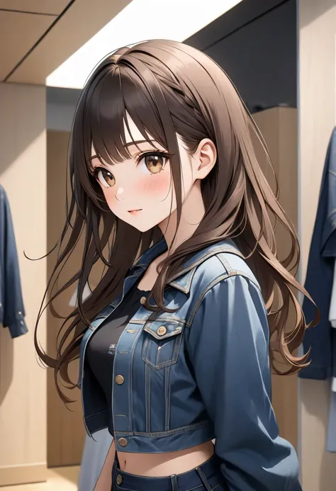 (Masterpiece, center, high resolution, UHD, perfect pixels, depth of field, 4k, RTX, hdr))), 1 girl, single, alone, skirt, beautiful anime girl , half body, Beautiful Art Style, anime character style hairstyle, ((serene expression, childish gaze, beautif...