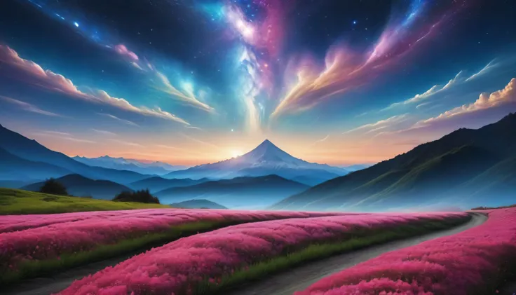  8,000,  Light_ particle , starry sky_Sky, flower
