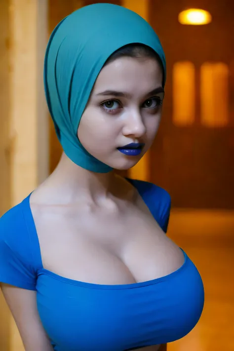 UHD quality, Skinny, green (fluorescence) Strapless Jumbo (Fatty), adorable, (1 girl), (face to face), , baby face, sad, half body portrait, (face details: 1), (eye details: 1), ((big breasts Solid:1.54)). wearing translucent (transparent) transparency (so...