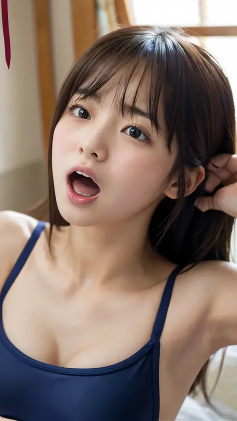 Browsing Caution, (((Japanese high school girl )))、many , s、RAW Photos、Climax Face、Bust Shot、Medium Hair、(masterpiece)、(Highest quality)、High resolution、(girl)、(Genuine、Realistic:1.2),((Wearing a navy blue school swimsuit ))、Upper Body、look up、Sex Appeal、、...