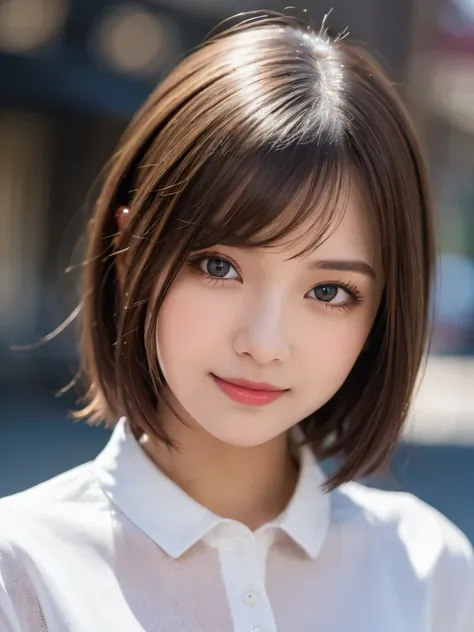 (masterpiece), highly realistic, beautiful atmosphere, intricate textures, super-resolution, hyper-realistic, high contrast, Portrait of a cute girl, looking at viewer, Focus on the Face, (Glowing Eyes), Glossy rouge lips, make-up, blush cheek, smile, baby...
