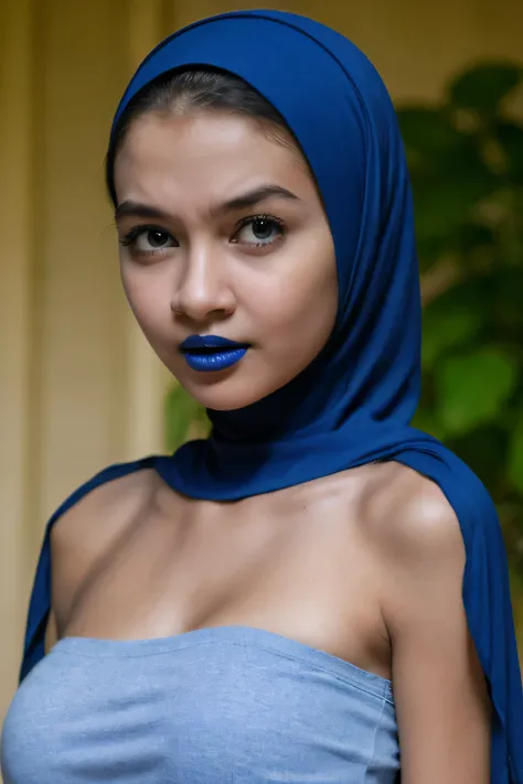 UHD quality, Skinny, green (fluorescence) Strapless Jumbo (Fatty), adorable, (1 girl), (face to face), , baby face, sad, half body portrait, (face details: 1), (eye details: 1), ((big breasts Solid:1.54)). wearing translucent (transparent) transparency (so...