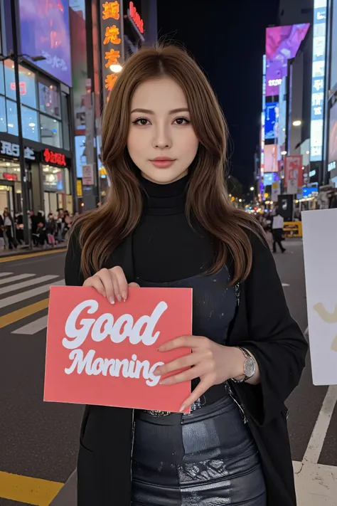 (masterpiece, best quality, 8k, sharp concentration, description boundary depth, Best Shadow, Perfect Lighting, high definition, realistic skin texture, ultra- details background, details), A young and top class beautiful woman from Shibuya「Good morning!!...
