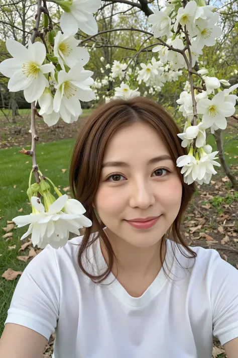 (( top quality)), ((傑 top quality、 masterpiece、high sensitivity、 high definition、 detailed depiction of the entrance、 depicting a delicate face )) Slender Woman、glass、 A background that symbolizes spring、Rape flower field、With a happy smile、black glasses、B...