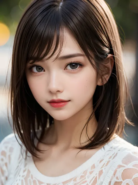 (masterpiece), highly realistic, beautiful atmosphere, intricate textures, super-resolution, hyper-realistic, high contrast, Portrait of a cute girl, looking at viewer, (Glowing Eyes), Glossy rouge lips, make-up, blush cheek, smile, baby face, medium skin,...