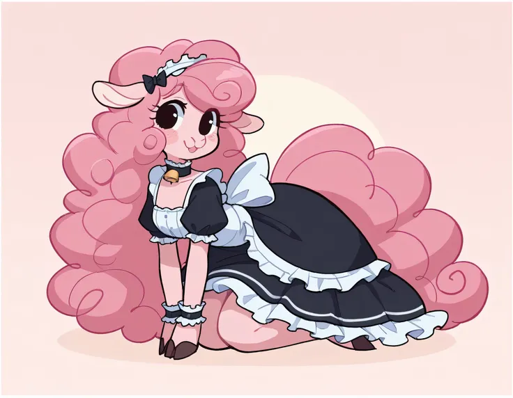 best quality, very detailed illustration , solo, ( Anthropomorphic furry sheep:1,7) , ruffled voluminous bouncy hair , playful look, delgado, ideal body, thin waist , wide hips, simple drawing, Artifyber style , pastel flat colors , beautiful, cartoon ,sol...