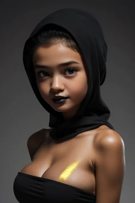 Skinny, green fluorescence Strapless Jumbo (Fatty), adorable, (1 girl), (face to face), , baby face, sad, half body portrait, (face details: 1), (eye details: 1), ((big breasts Solid:1.54)). wearing translucent (transparent) transparency (soft short t-shir...