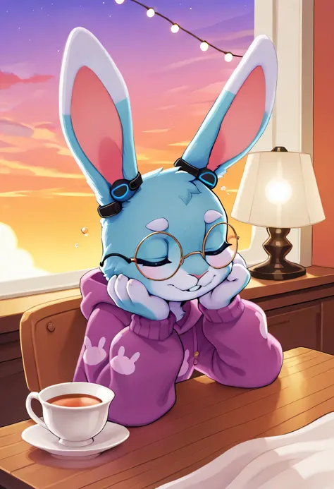 [3.0K💕] 🐰 [Generating 3 Test*] - masterpiece, ultra-detailed, masterful, mythical, beautiful, Captivating, Enchanting, Mesmerizing, cozy room, indoor, lofi anime illustration style, soft lighting, warm tones, sunset sky outside the window, raindrops on gla...