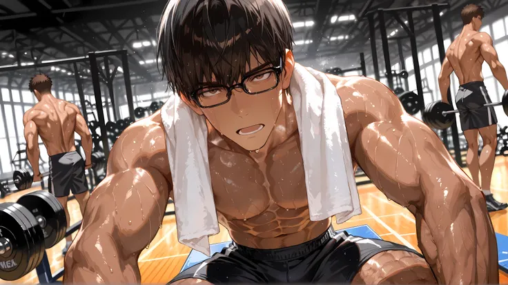masterpiece,best quality,amazing quality, detailed eyes, very aesthetic, depth of field, detailed background, 1boy, , solo, male has brown skin, male has long face, male has low fade hair , male has squinted eyes, male has dark brown eyes, black hair, male...