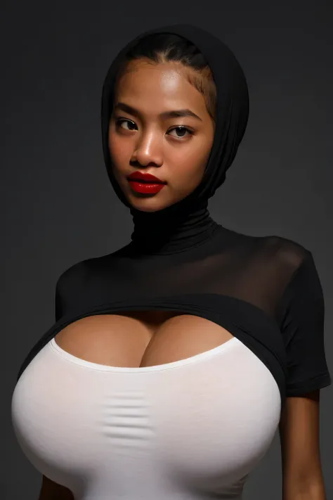 Skinny, green fluorescence Strapless Jumbo (Fatty), adorable, (1 girl), (face to face), , baby face, sad, half body portrait, (face details: 1), (eye details: 1), ((big breasts Solid:1.54)). wearing translucent (transparent) transparency (soft short t-shir...