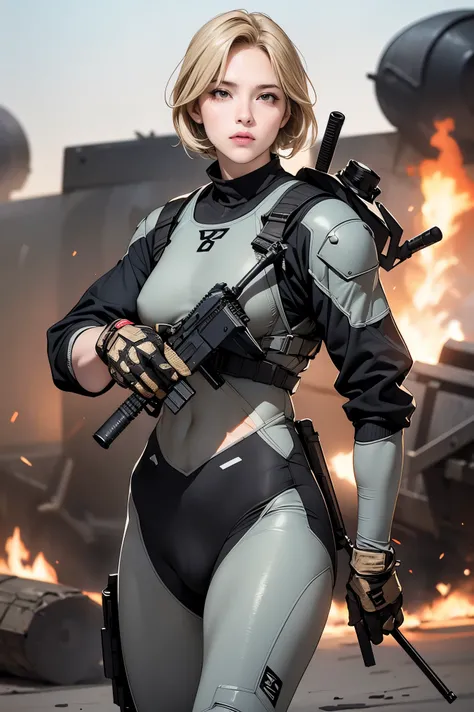 Browsing Caution, Anime screenshots, 16K, A body with perfect anatomical proportions, Perfect hands, action, Dynamic composition with a sense of speed and movement, (Hold an assault rifle:1.6), cute young girl, Perfectly beautiful, delicate and sexy face, ...