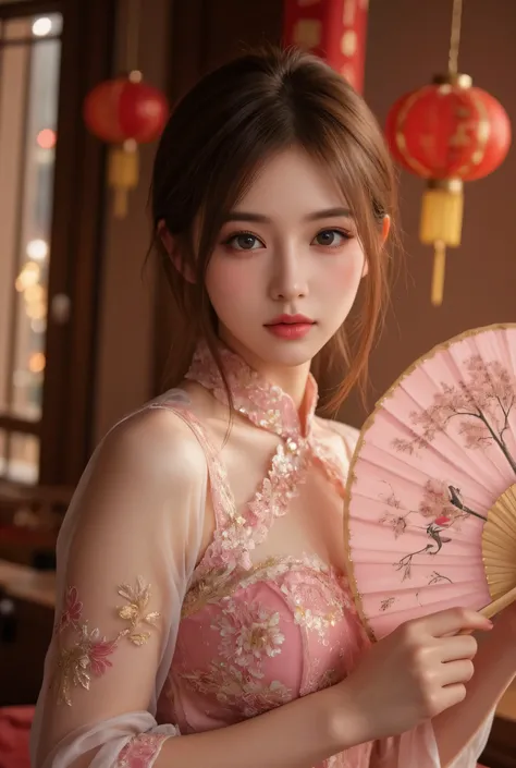 Cat ears、 face up, attractive, pretty girl, ponytail、 (( fine facial features , eroticism)), dramatic lighting , realistic , 8k, Dramatic Shadows , intricate and elaborate patterns , super detailed photo , chiaroscuro lighting , Pleasant colors , deep cont...
