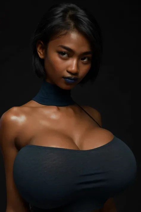 Skinny, green fluorescence Strapless Jumbo (Fatty), adorable, (1 girl), (face to face), , baby face, sad, half body portrait, (face details: 1), (eye details: 1), ((big breasts Solid:1.54)). wearing translucent (transparent) transparency (soft short t-shir...