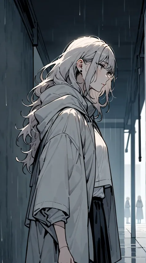 It was raining softly. Everyone ran for cover—but not her.
She stood under the overhang behind the school, one earbud in, watching the rain fall over the concrete. Her soaked hair clung to her shoulders. She didn’t mind. This was the only time the world wa...