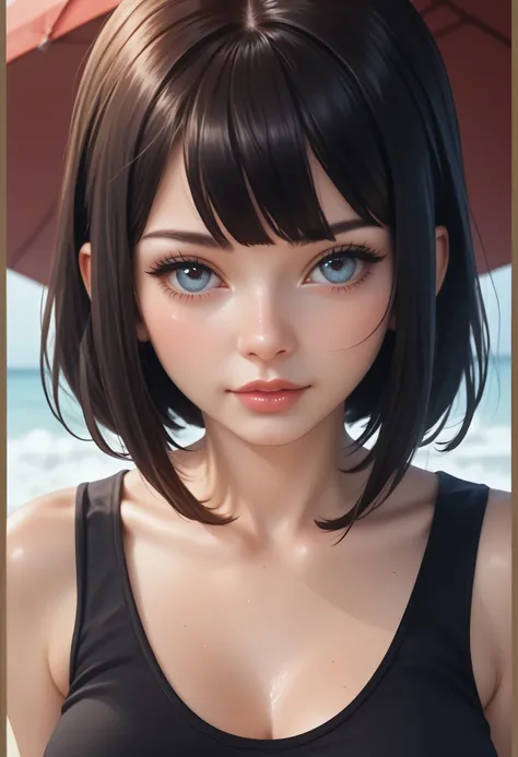 a close up of a woman in a black dress posing for a picture, photorealistic anime girl render, smooth anime cg art, seductive anime girl, wlop glossy skin, beautiful alluring anime woman, anime style. 8k, realistic anime 3 d style, beautiful alluring anime...