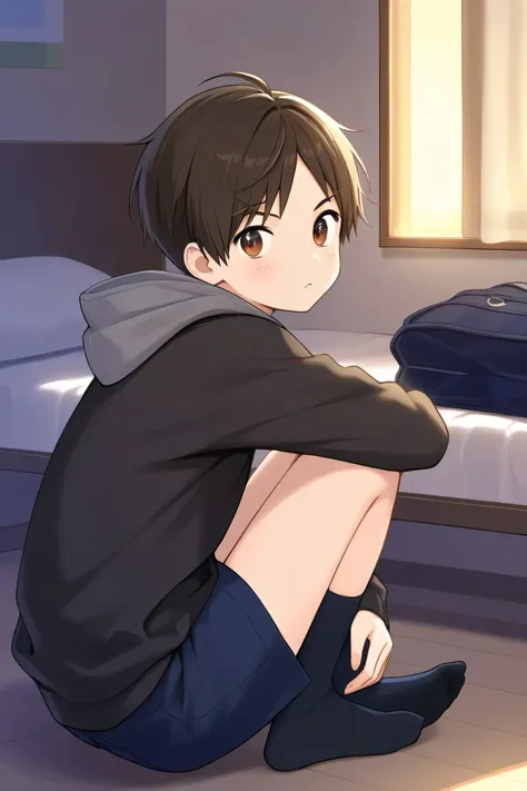 a young man sitting in his room with personal objects
