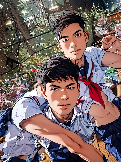 , (serafuku:0.9), male, classroom, school uniform, shorts