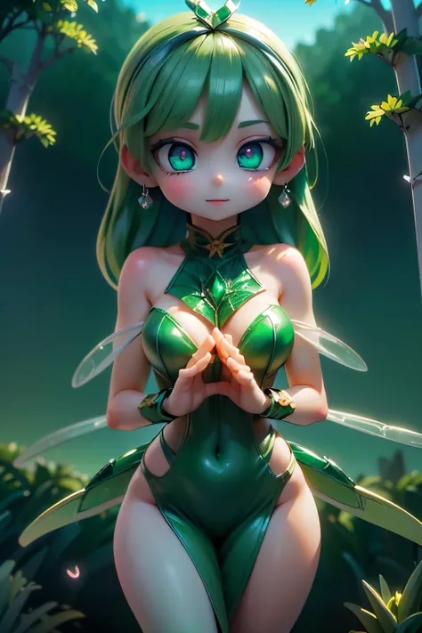 solo,1 Female,cute, cute,small ,Skin color is white,(Succulents Succulents Fairy:1.5),(An accurate and perfect hand:2.0),(Anatomically Accurate Hands:2.0),( ballerina pose :1.5),(Emerald Green Jewel-like Eyes:2.5),(Glittering Highlights Reflected Light:2.0...