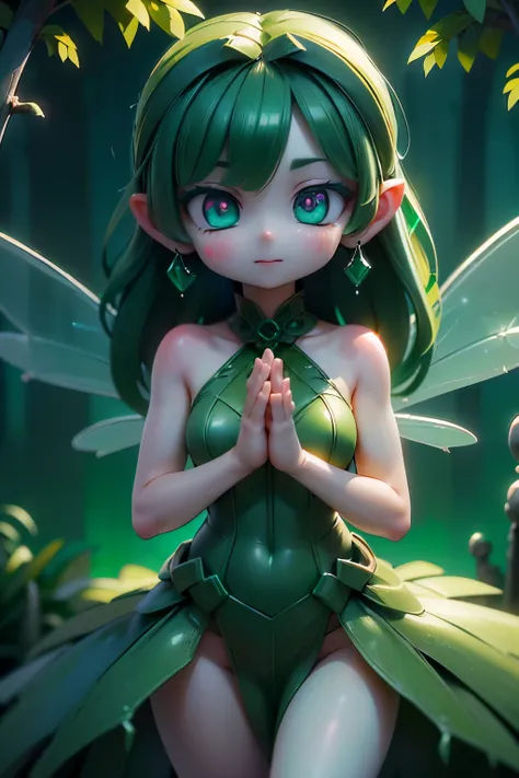 solo,1 Female,cute, cute,small ,Skin color is white,(Succulents Succulents Fairy:1.5),(An accurate and perfect hand:2.0),(Anatomically Accurate Hands:2.0),( ballerina pose :1.5),(Emerald Green Jewel-like Eyes:2.5),(Glittering Highlights Reflected Light:2.0...