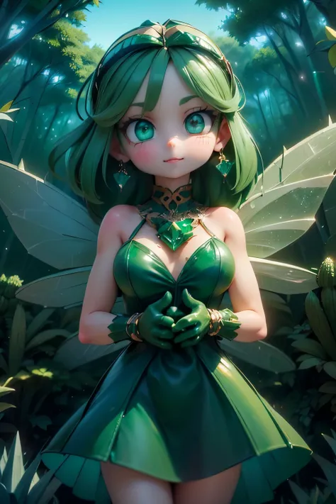 solo,1 Female,cute, cute,small ,Skin color is white,(Succulents Succulents Fairy:1.5),(An accurate and perfect hand:2.0),(Anatomically Accurate Hands:2.0),( ballerina pose :1.5),(Emerald Green Jewel-like Eyes:2.5),(Glittering Highlights Reflected Light:2.0...