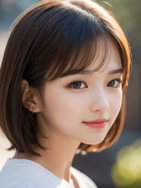 (masterpiece), highly realistic, beautiful atmosphere, intricate textures, super-resolution, hyper-realistic, high contrast, (left side of the face:1.2), Portrait of a cute girl, looking at viewer, small Face, (Glowing Eyes), Glossy lips, rouge lip, make-u...