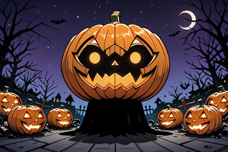 (extremely detailed CG unity 8k wallpaper),(masterpiece), (best quality), (ultra-detailed), (best illustration),(best shadow), (sharp eyeliner, eyeshadow, detailed eyes:1.1), (halloween, night sky, jack-o'-lantern, :1.1), ,BREAK, (vectorhalloween:1.2), ,