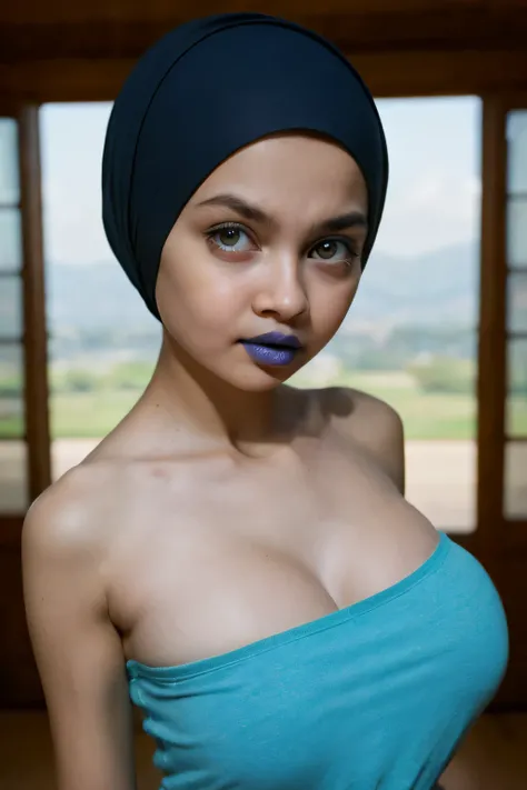 (big eyes:1.3), HELLO KITTY, green fluorescence Strapless Jumbo (Fatty), adorable, (1 girl), (face to face), , baby face, sad, half body portrait, (face details: 1), (eye details: 1), ((big breasts Solid:1.54)). wearing translucent (transparent) transparen...