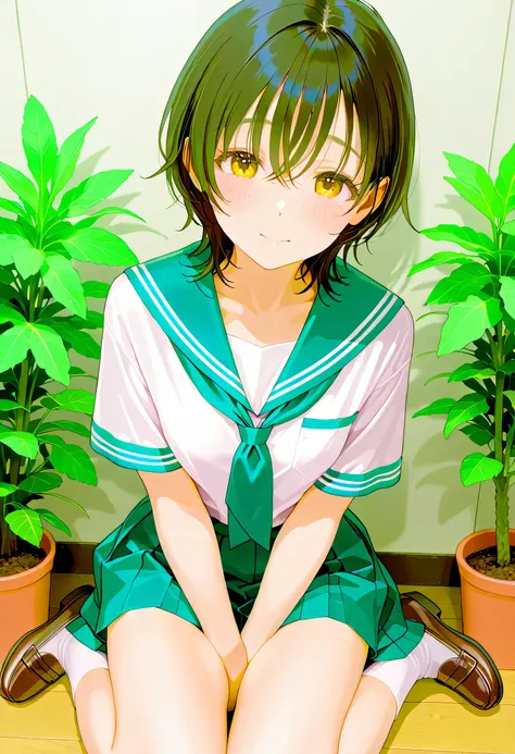 (plant、Masterpiece、Best Quality、high resolution:1.8)、high image quality、Best Quality、High definition picture quality 、one girl、summer、Outdoors、(Out立っている smile、open your mouth, laughs:1.2)、(curvy body:1.2)、black hair mixed with blond、Short Hair(neckline、Lon...