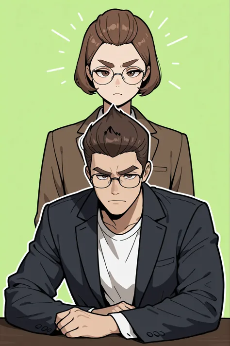 (best quality:1.1), (ultra-detailed), best illustration, (portrait:1.1), (cartoon drawing), oung man, (((boy))), alone, (medium quiff brown hair), (brown eyes with detailed prescription glasses with a black frame), (brown eyebrows), (wearing a shirt and a ...
