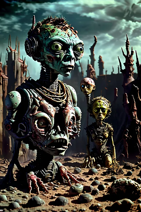 Many faces are growing wherever and on whoever they can, gothichorrorai, organic creatures search for food and blood and someone to devour, they wait with sharp teeth and watchful eyes, SPY and NOT ART are both SATAN. The bright sunlight melts their featur...